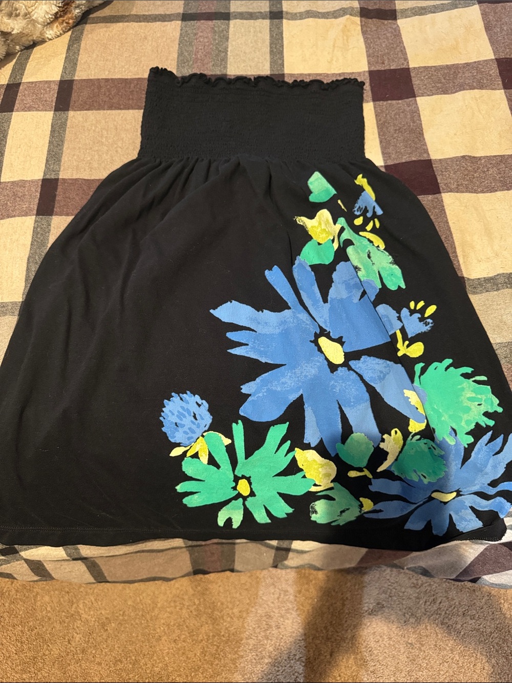 Women’s Black Floral Strapless Dress